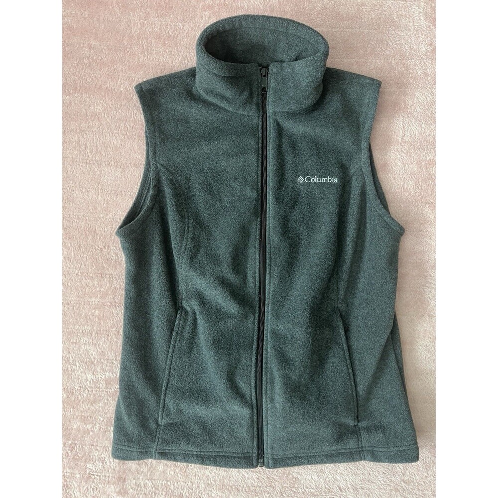 Columbia Fleece Vest Medium Women's Zip Front Gray
